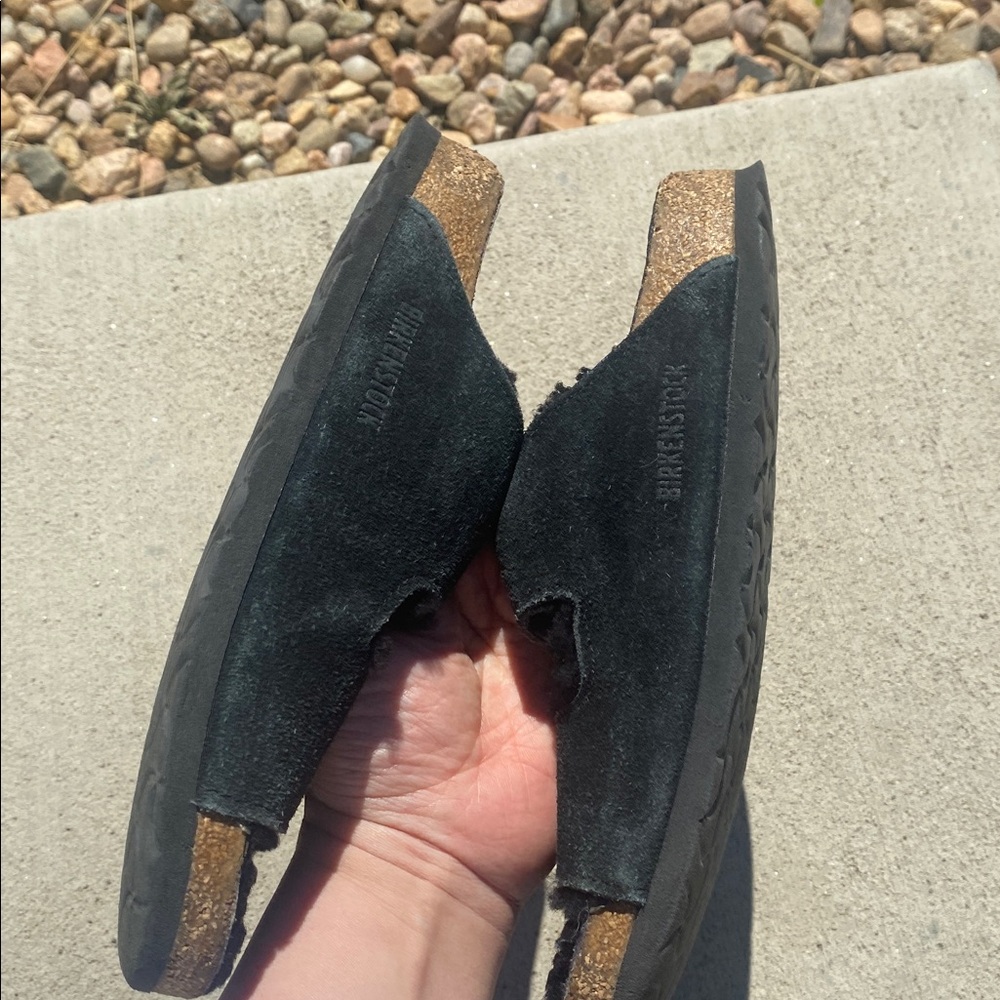 Birkenstock Black Furry Double Buckle Slide - Picture 6 of 11